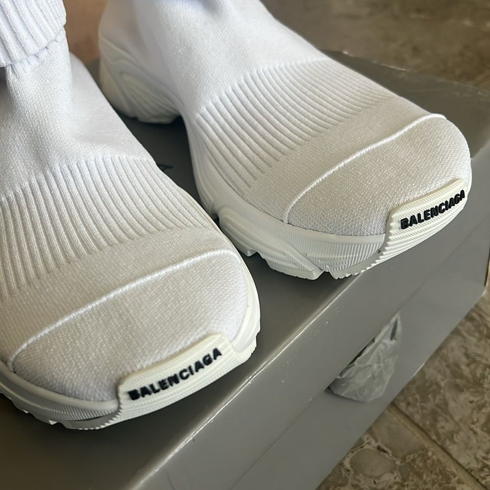 Balenciaga Speed 3.0 Knit High Top Sock Sneakers in White, New, Size 40 - Picture 13 of 16